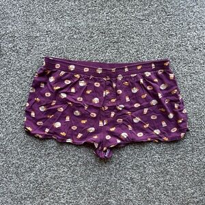 Victoria's Secret PINK Burgundy Pumpkin Spice Fall Print Pajama Shorts